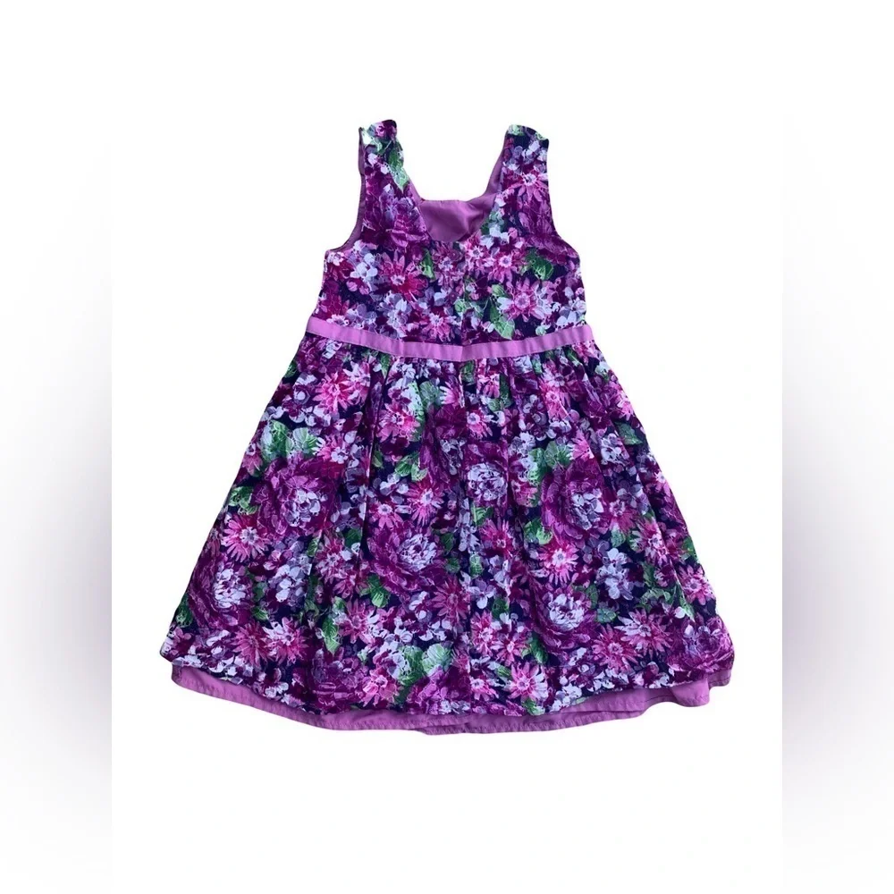 Gymboree Size 5 Purple Flower Eyelet Overlay Dress